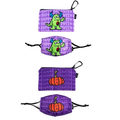 Ed Heck Halloween 4-Piece Children's Face Mask & Travel Pouch Set