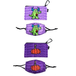 Ed Heck Halloween 4-Piece Children's Face Mask & Travel Pouch Set - 1 of 2