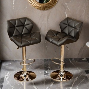 Glasgow Contemporary Tufted Adjustable Height Hidraulic Bar Stools, Set of 2 - Leovsnove - 1 of 4
