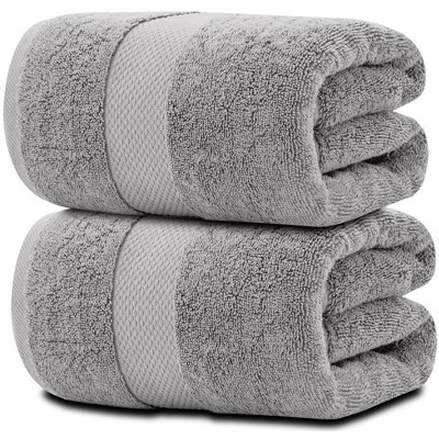 Oversized Light Gray Turkish Cotton Bath Sheets Set of 2
