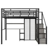 YOOCOZZ Full Size Metal Loft Bed with Built-In Desk, Shelves, Storage Staircase, Grid Boards and Wardrobe - 2 of 4
