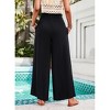 Women Linen Palazzo Pants Summer Boho Wide Leg High Waist Lounge Pants with Pocket Travel Vacation Outfits - 2 of 4