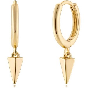 Women Earrings Gold Huggie Hoop Dangle Drop 14K Gold Plated Small Simple Hypoallergenic Everyday Jewelry - 1 of 4