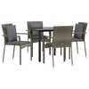 vidaXL Patio Dining Set Outdoor Rattan Wicker Table and Chair Set for Porch - Gray 31.5" Table Length 4 Items - 3 of 4
