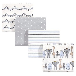 Hudson Baby Infant Boys Cotton Flannel Receiving Blankets, Royal Safari, One Size - 1 of 2