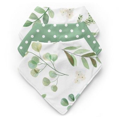 Image of Sweet Jojo Designs Boy, Girl, Unisex/Gender Neutral Fabric Baby Bibs Botanical Green and White 3pc