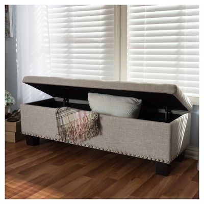 Hannah Modern And Contemporary Fabric Upholstered Button - Tufting Storage Ottoman Bench - Baxton Studio