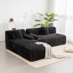 MYINDA 110" Cloud Sectional Sofa Upholstered Couch Free-combined Sofa for Living Room, Black - 1 of 4