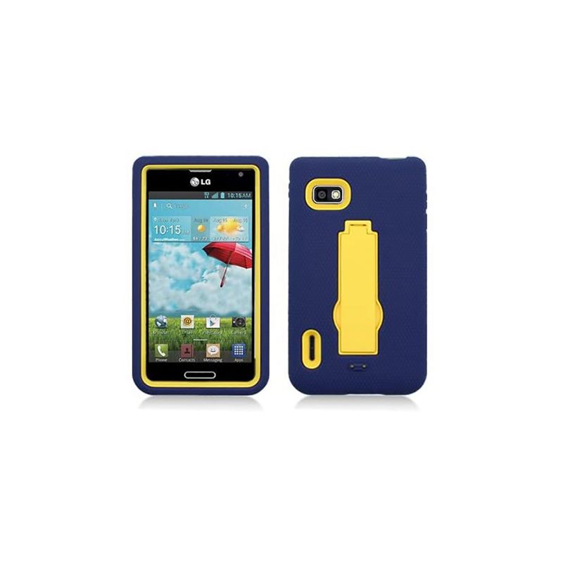 Aimo 3 in 1 Case with Stand for LG Optimus F3/MS659 - Navy Blue/Yellow, 1 of 4