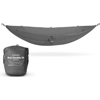 Kammok Roo Double XL Hammock with Stuff Sack, Waterproof Ripstop Nylon, Big and Tall Sized, Lightweight for Camping and Backpacking, Granite Gray