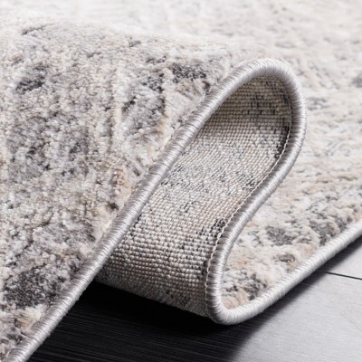 Beige and Grey Abstract Hand-Knotted Synthetic Area Rug