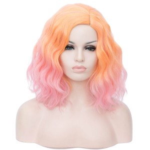 Unique Bargains Women's Curly Medium Long Hair  Wigs 16" with Wig Cap - 1 of 4