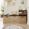 Orieon Shoe Storage Bench with 4 Flip Drawers & Padded Seat, Wooden Hidden Shoe Cabinet Organizer for Entryway, Hallway. - 3 of 4