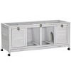 LAOTIES Wooden Rabbit Hutch with Wheels,Bunny Cage for Indoor Outdoor Use,Openable Roof,Divider And Removable Tray - 3 of 4