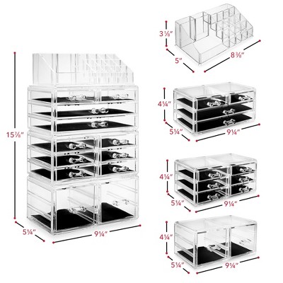 Casafield 4-Piece Acrylic Makeup Organizer & Jewelry Storage Set