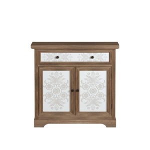 SEVOBAL Farmhouse Sideboard Buffet Cabinet with Storage Accent Storage Cabinet with 3 Doors Vintage Accent Cabinet with Carved Floral Panels Entryway - 1 of 4