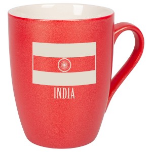 Elanze Designs India Flag 10 Ounce Ceramic Laser-Etched Engraved Drinkware Mug, Metallic Crimson Red - 1 of 4