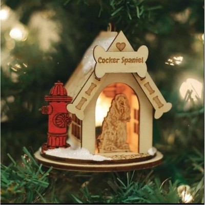 Wooden Cocker Spaniel Doghouse Ornament with Light