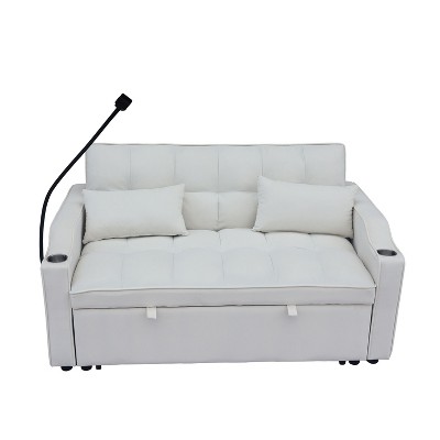 NicBex Loveseat Sofa with Pull-Out Bed Upholstered Velvet Sofa Couch with Side Pockets & Toss Pillows for Living Room,Apartment