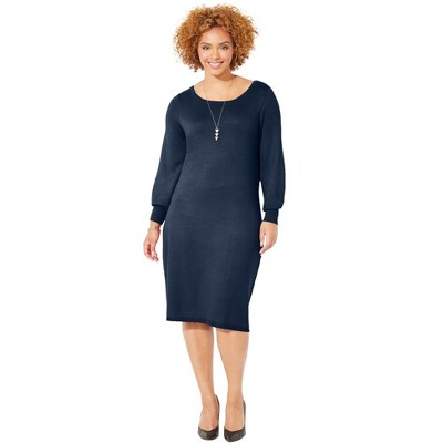 Catherines Women's Plus Size Liz&Me Boatneck Sweater Dress