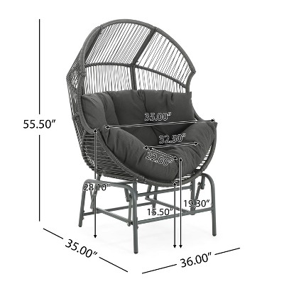 Dark Gray Iron Wicker Outdoor Lounge Chair