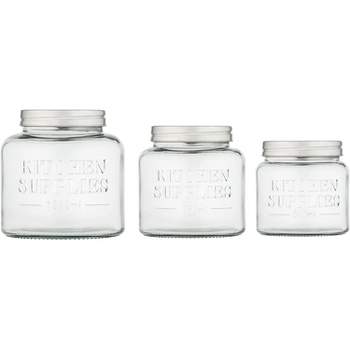 Glass Jars for Kitchen – Set of 3 Large Food Storage Containers – 60Oz  Storage Jars with Metallic Lids – Multipurpose Glass Containers for Snacks