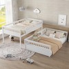 Twin XL/Full XL/Queen Over Queen Bunk Bed with Ladder and Guardrails, Convertible into Two Separate Beds, White/Natural - ModernLuxe - 3 of 4