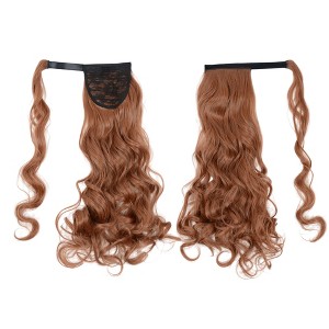 Alilang 22 Inch Long Curly Wrap Around Ponytail for Women Clip in Ponytail Hair Extensions Synthetic Brown Hair Pony Tails Hairpieces - 1 of 4