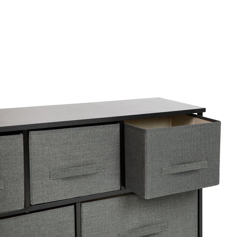 Emma and Oliver 5 Drawer Storage Chest with Wood Top & Dark Fabric Pull Drawers, 5 of 10