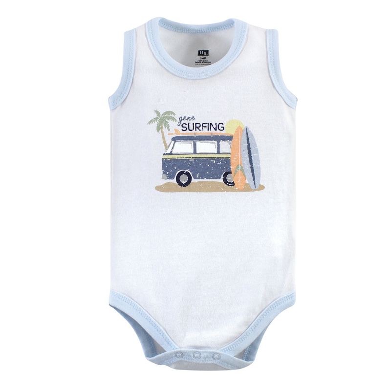 Hudson Baby Infant Boy Cotton Sleeveless Bodysuits 5pk, Gone Surfing, 3 of 6