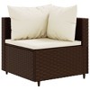 vidaXL 7 Piece Patio Lounge Set - Brown Poly Rattan Modular Outdoor Sofa Set with Cushions, Tempered Glass Table for Garden/Patio/Terrace - 3 of 4