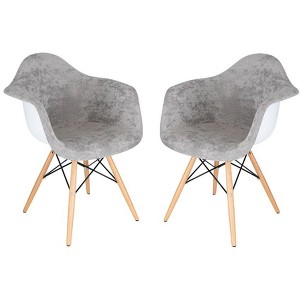 LeisureMod Willow Velvet Eiffel Accent Chair with Ash Wood Legs Set of 2 - 1 of 4