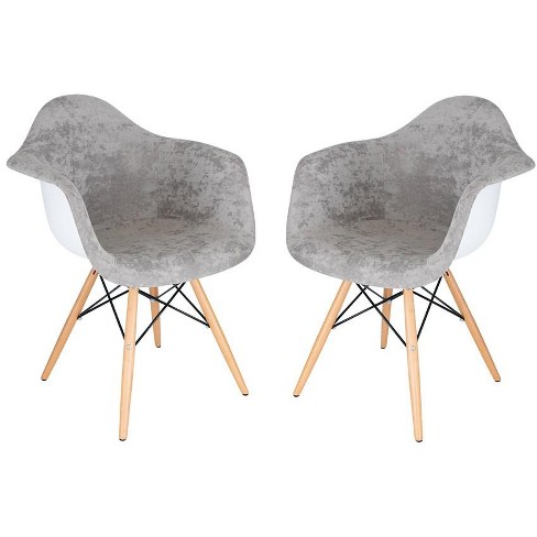 LeisureMod Willow Velvet Eiffel Accent Chair with Ash Wood Legs Set of 2 - image 1 of 4