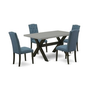 HomeStock 5-Piece Natural Oak Finish Solid Wood Top Dining table with 4 Chairs - 1 of 4