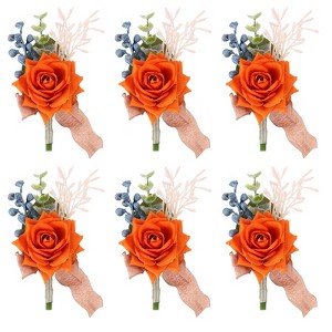 Unique Bargains Satin Rose Bloom Greenery Comfortable Wrist Strap Corsage For Party Wedding 6 Pcs - 1 of 4