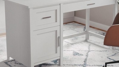 Gray Wood Home Office Desk with Drawer and Filing Cabinet