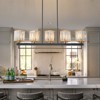 LLHZSY 38 3/5" Black Linear Chandelier with Crystal Shades, Modern 5-Light Island Pendant Ceiling Fixtures - 2 of 4