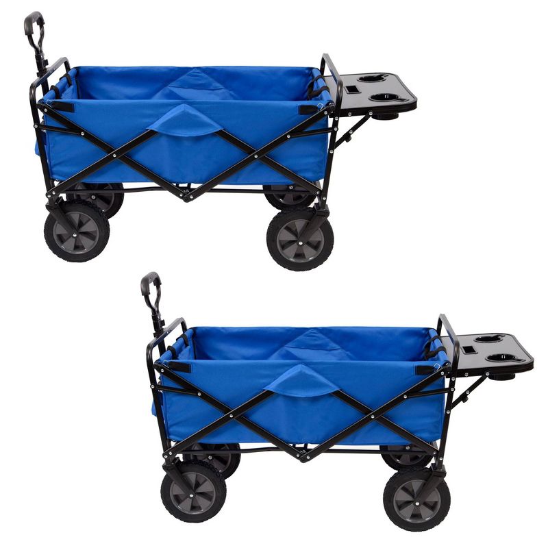 Mac Sports Folding Outdoor Garden Utility Wagon Cart w/ Table, Blue (2 Pack), 5 of 6