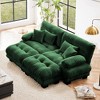 TiramisuBest Chenille Sleeper Sofa, 2-Seater with 2 Ottomans, Lumbar & Throw Pillows, Upholstered Wide Arm Sofa for Living Room, White - 3 of 4