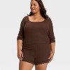 Women's Variegated Ribbed Long Sleeve Pajama Top - Auden™ - 3 of 3