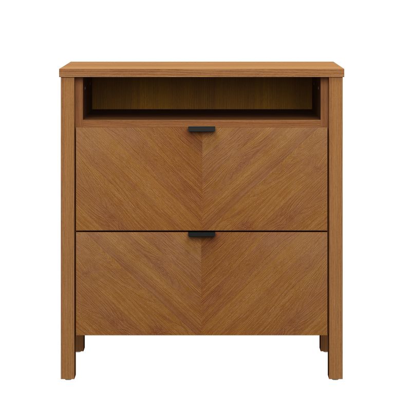 Galano Weiss 2-Drawer Amber Walnut Nightstand (22.7 in. H x 20.9 in. W x 15.7 in. D), 2 of 10