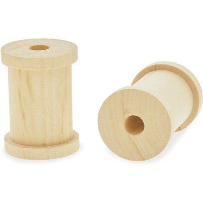 Okuna Outpost 24 Pack Wooden Spools for DIY Arts and Crafts, Thread Organizer (2 x 1.5 in)