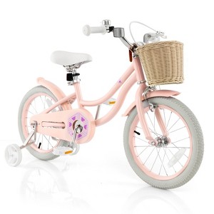 Infans 16" Kid’s Bike with Training Wheels Adjustable Handlebar Seat Handbrake Pink - 1 of 4