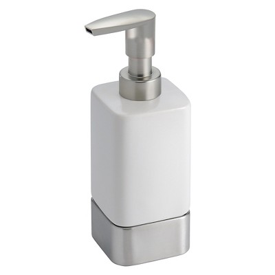 Gia Ceramic Soap Pump Dispenser White/Brushed 12oz - iDESIGN