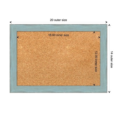 Sky Blue Rustic Wood Framed Corkboard, 20 x 14 Inch