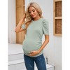 Maternity Shirts Women's Floral Tops Pregnancy Ruched Side Tunic Top - 3 of 4