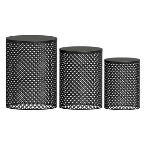 Maggift Patio End Tables, 3PCS Modern Cutout Patio Accent Table, Iron Side Table Weather Resistant, Iron Frame Patio Furniture, Black 14.5"*19.25" - 1 of 4
