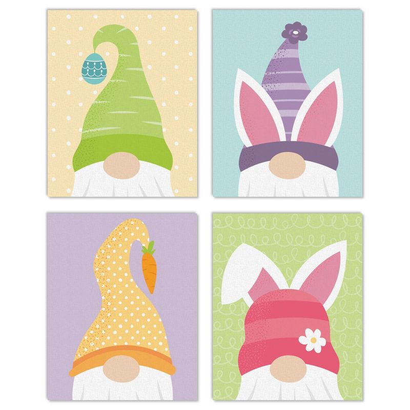 Big Dot of Happiness Easter Gnomes - Unframed Spring Bunny Linen Paper Wall Art - Set of 4 - Artisms - 8 x 10 inches, 1 of 8