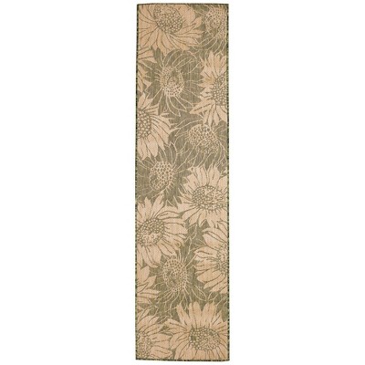 Carmel Botanical Sage Green Tropical Floral Indoor Outdoor Rugs