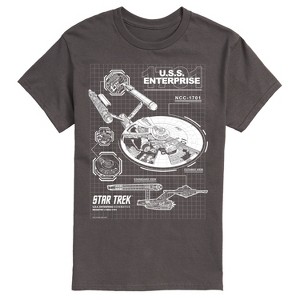 Men's - Star Trek - Enterprise Diagram Short Sleeve Graphic T-Shirt - 1 of 4